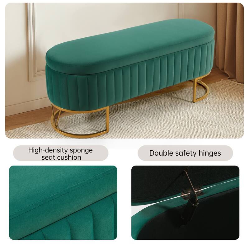 Velvet Storage Bench for Bedroom