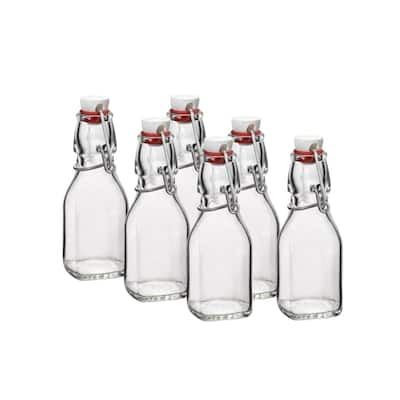 Bormioli Rocco Square 4.25 Oz Swing Top Glass Bottles Set