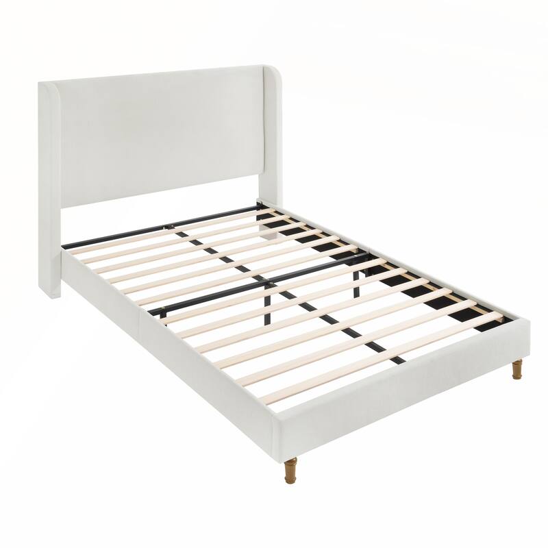 Queen Size Bed Frame High Headboard Upholstered Platform Bed