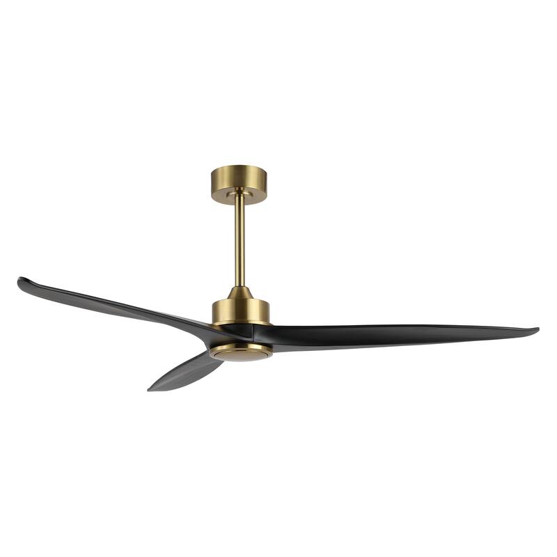 WINGBO 60" Solid Wood DC Motor Indoor Ceiling Fan with Remote Control - Gold and Black - Remote