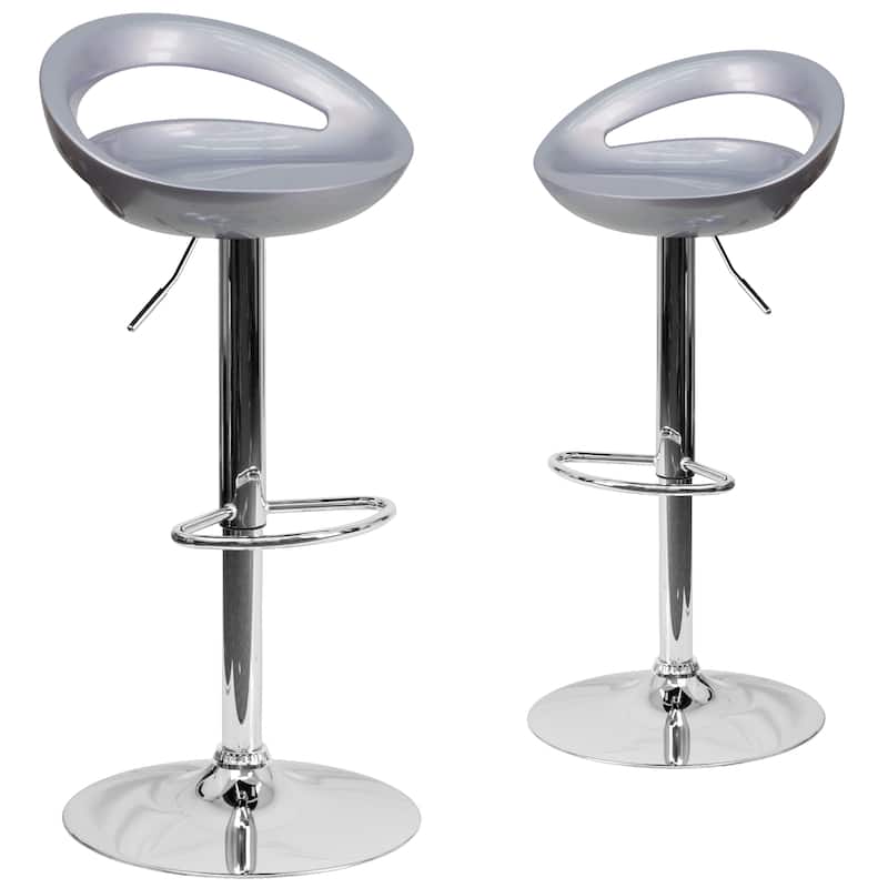 Height-adjustable Barstools with Rounded Cutout Backs (Set of 2) - 18.25"W x 18.25"D x 30.25" - 38.75"H