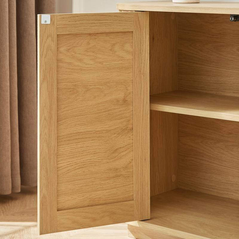 64" Wave Shaped Buffet Cabinet with Curved Edges and Adjustable Shelves for TV Stand Elegant Storage Solutions