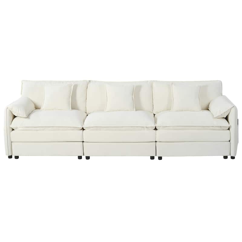 GDFStudio - 5-Piece Modular U-Shaped 109.45" Sectional Sofa with 2 Movable Ottomans