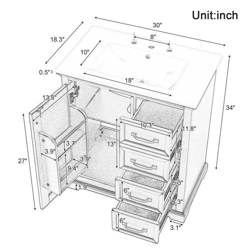 30" Bathroom Vanity with Sink