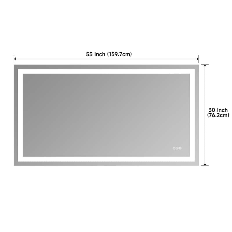 Topcraft Frameless Eco-Friendly Silver Mirror with Dual LED Strip Lighting