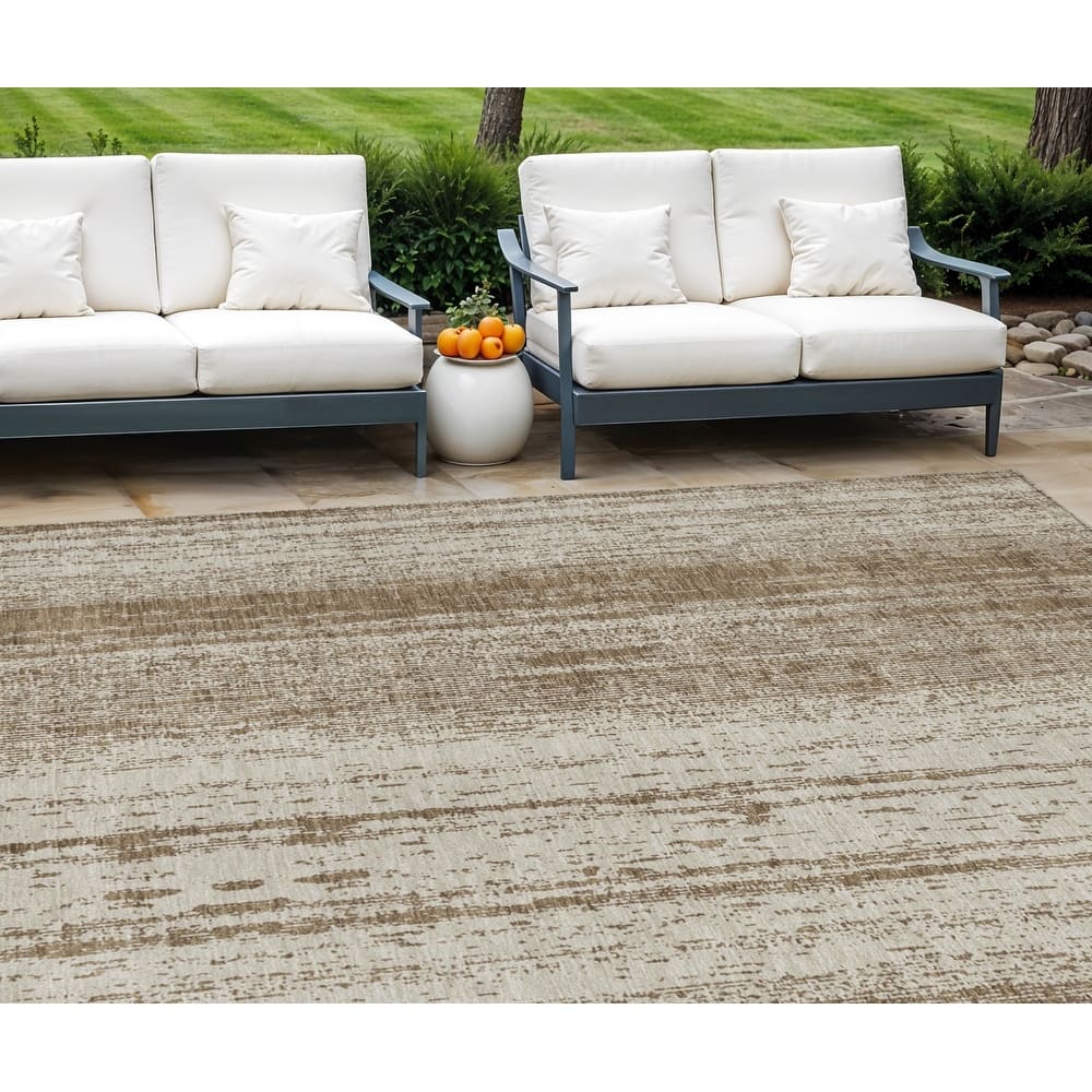 HomeRoots Striped Transitional Rectangle Outdoor Rug