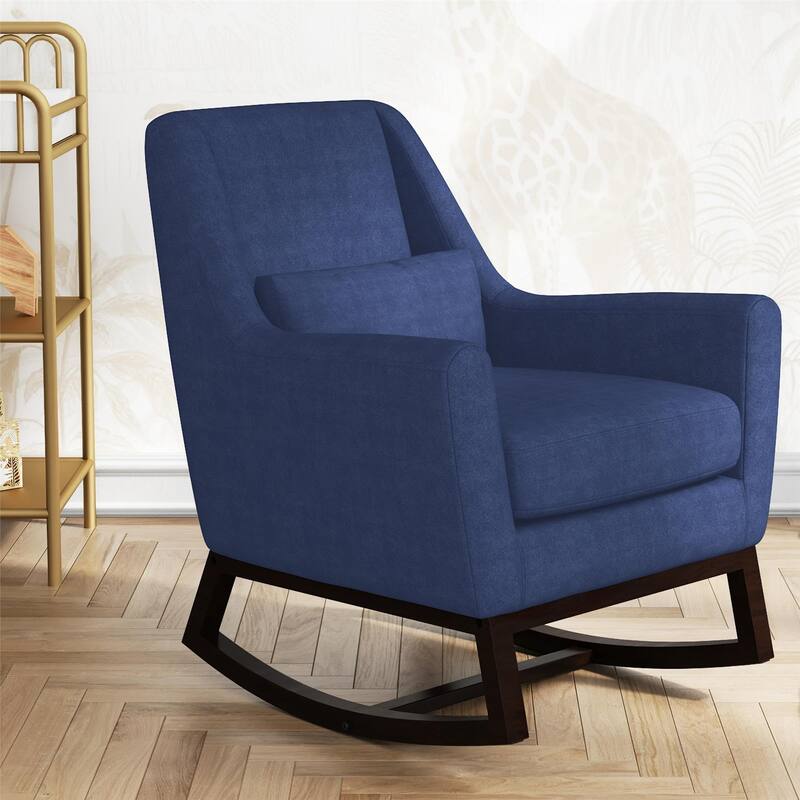 Little Seeds Sophie Mid-Century Rocker with Lumbar Pillow - Navy