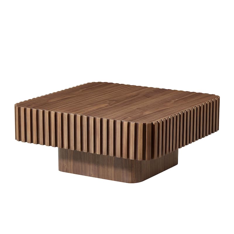 Mid-Century Modern 35.43-Inch Handcrafted Square Coffee Table,Small Wooden Coffee Table for Living Room