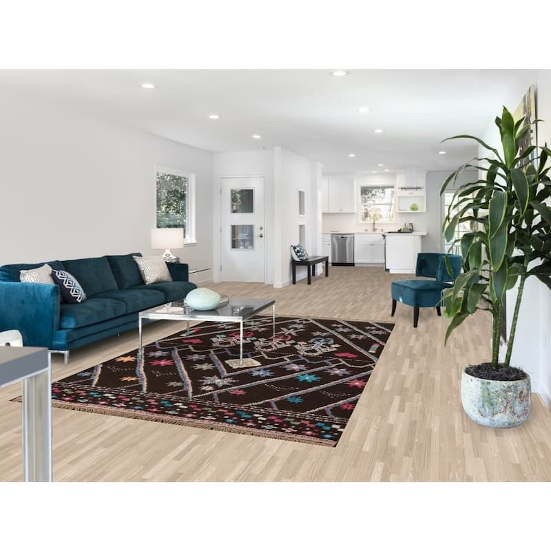 Geometric Tribal Moroccan Area Rug Hand-knotted Oriental Wool Carpet - 5'10" x 9'7"