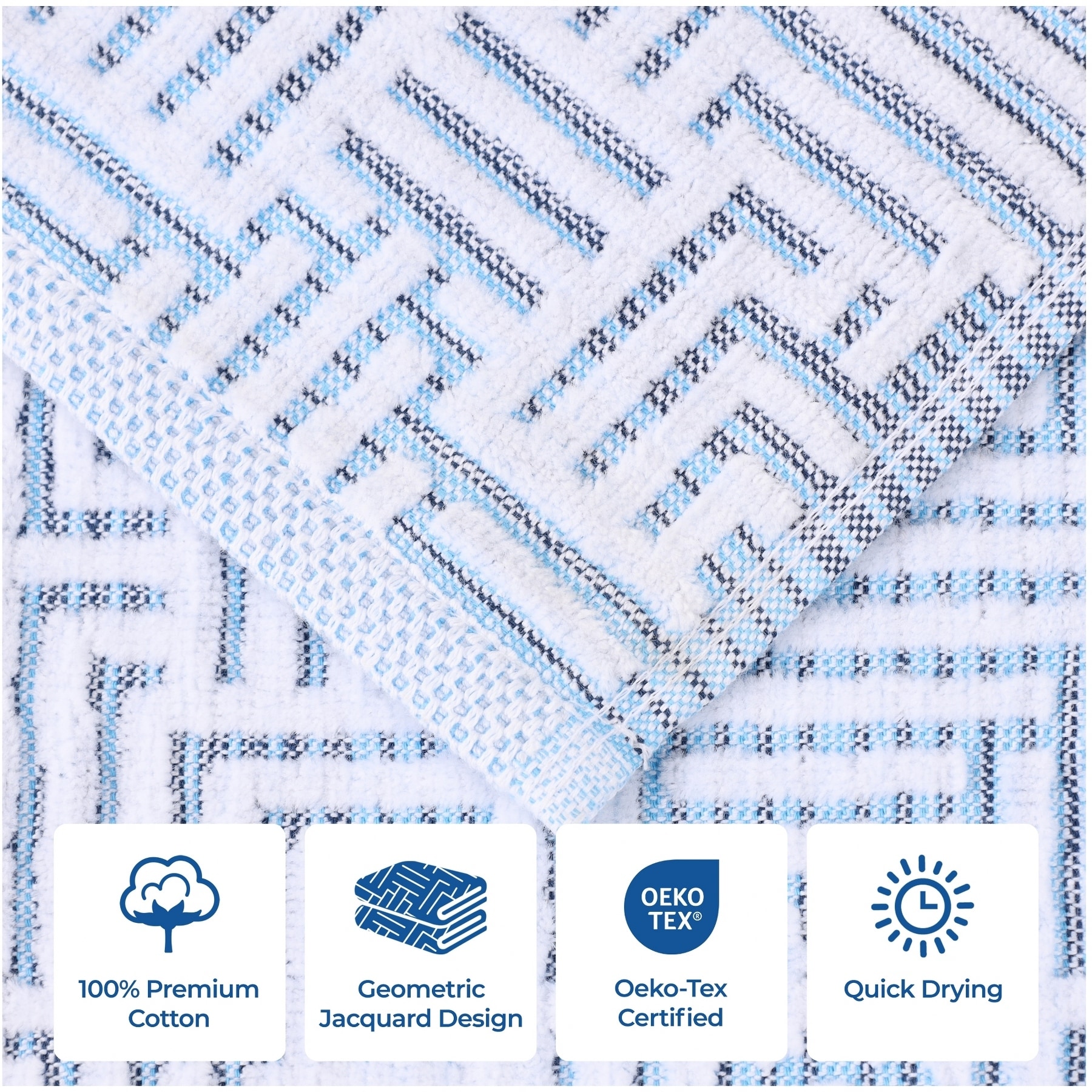 Luxury Geometric Jacquard Cotton Bath Sheet-image