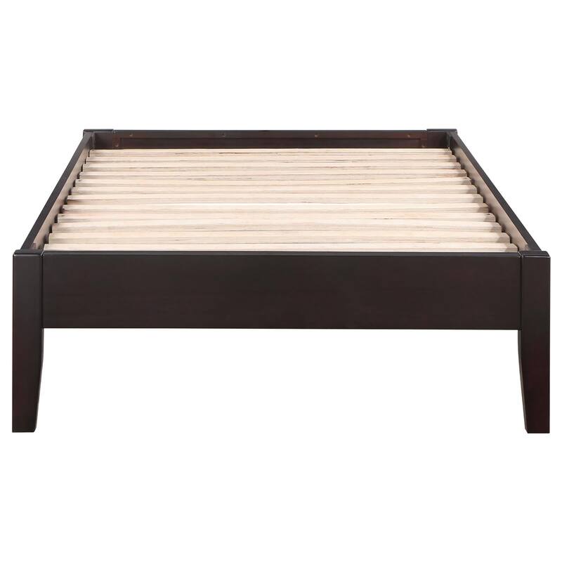 Modern Minimalist Cappuccino Finish Platform Bed with Tapered Legs