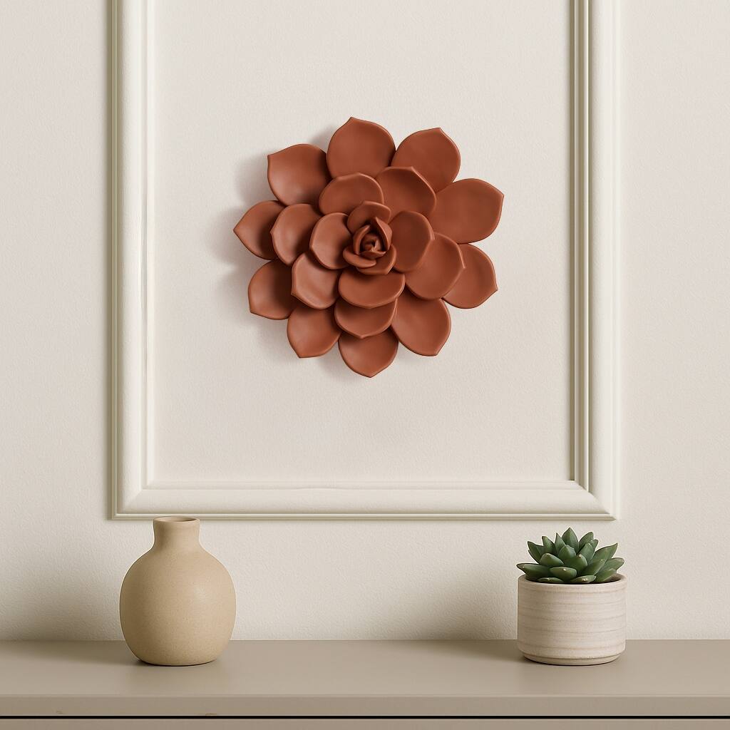 Resin Succulent Wall Decor Flower Design - Pink, 8" - 8.25"