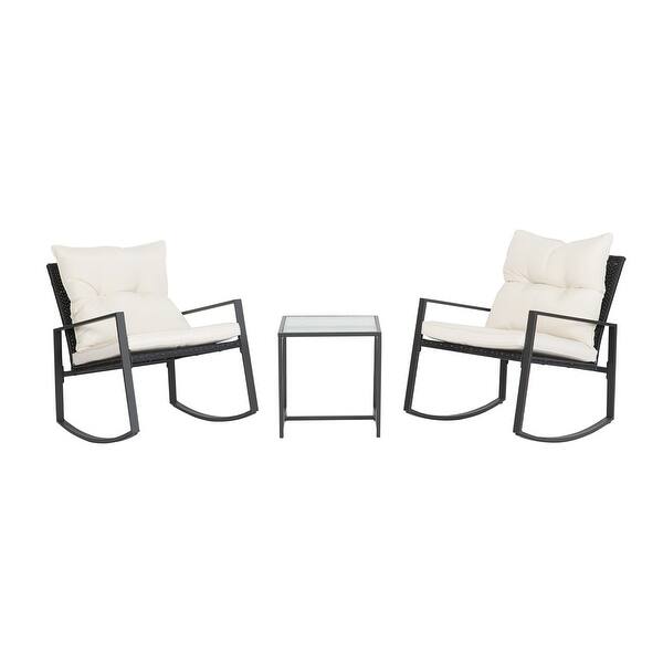 Shop Amarantos Patio Furniture Set 3 Piece Patio Set Bistro Table Set Wicker Outdoor Rocking Chair Porch Furniture Overstock 32083892