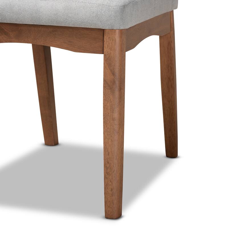 Tara Mid-Century Upholstered and Walnut Finished 2-PC Dining Chair Set