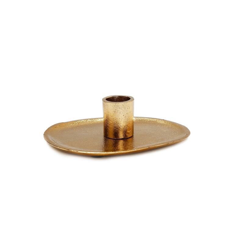 5.25" Flat Gold Candle Holder