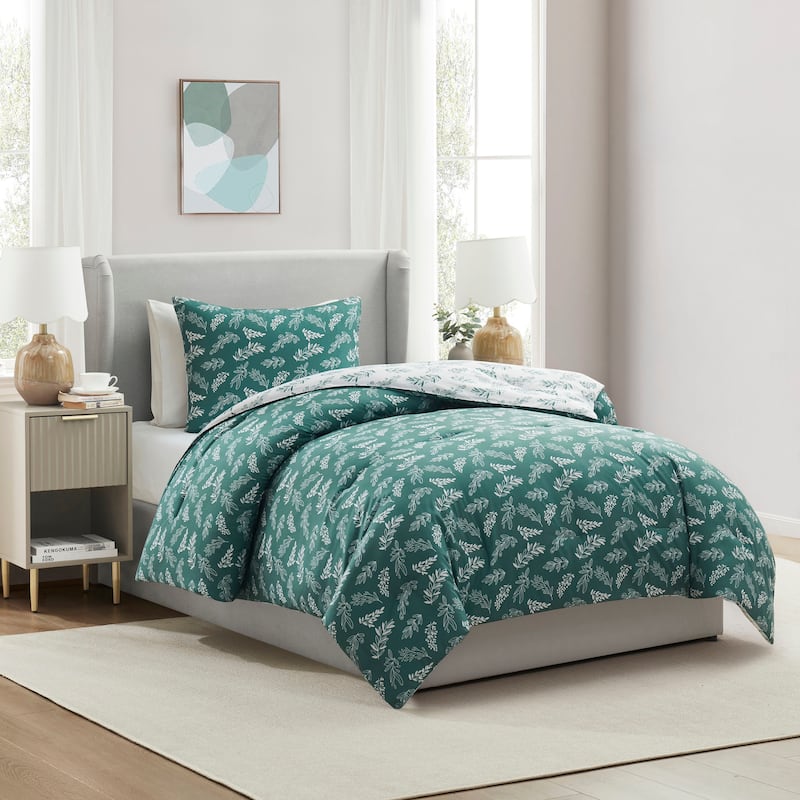Empyrean 3PC Reversible Botanical Printed Comforter Bedding Set