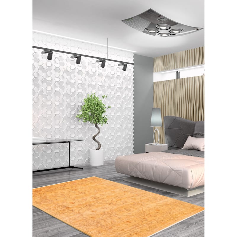 ECARPETGALLERY Hand-knotted Vibrance Light Orange Wool Rug - 5'8 x 9'2