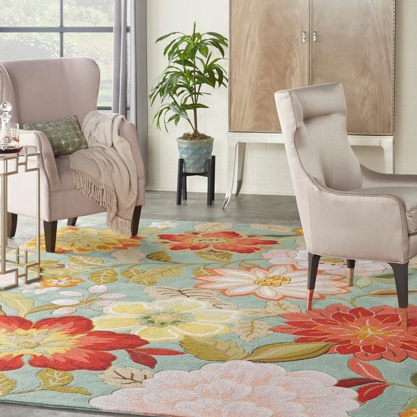 slide 2 of 94, Nourison Fantasy Floral Wildflowers Area Rug 8' x 10'6 - Aqua - Runner/Rectangle