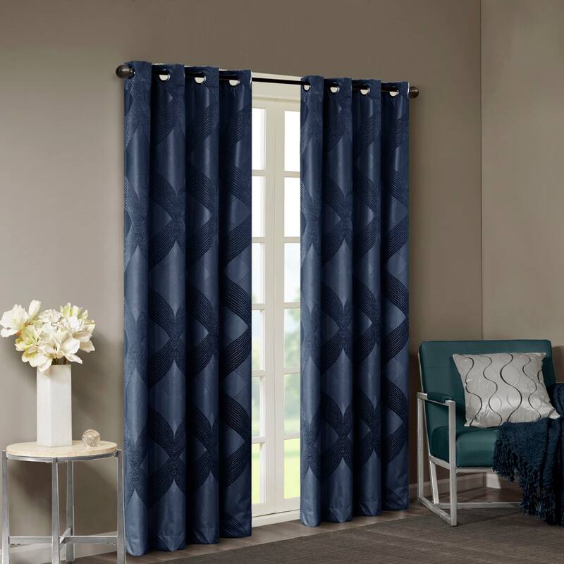 Ogee Knitted Jacquard Total Blackout Curtain Panel(Only 1 Pc Panel)