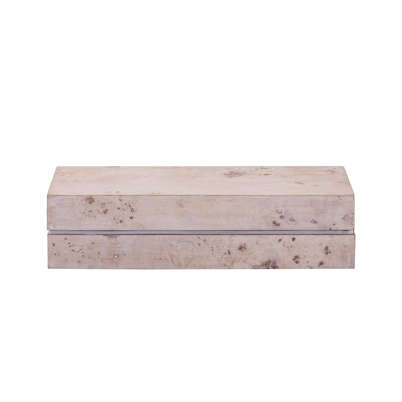 Atlas Salem White Painted Burl Wood Box - Long-2 Tier