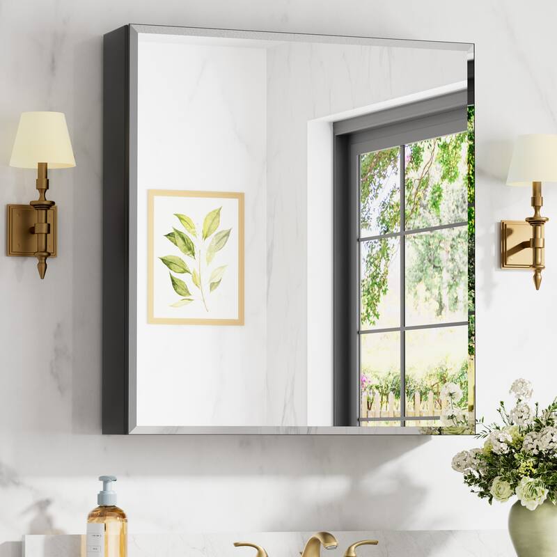 Belle Medicine Cabinet with Mirror, Adjustable Shelves, Recessed or Wall Mount - 28 in. W x 30 in. H