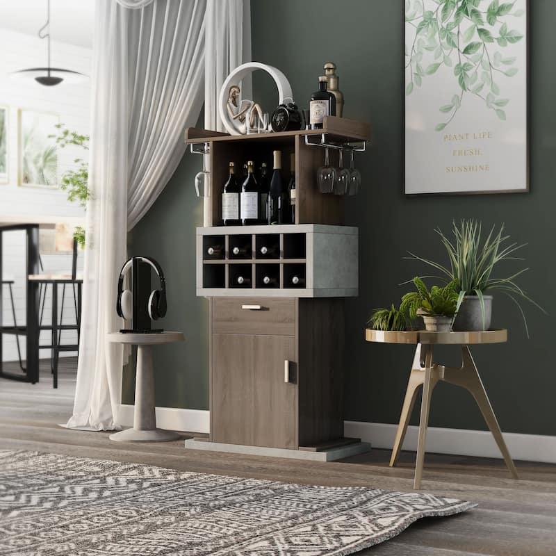 Furniture of America Fula Modern Brown 8-Bottle Cabinet Wine Cabinet