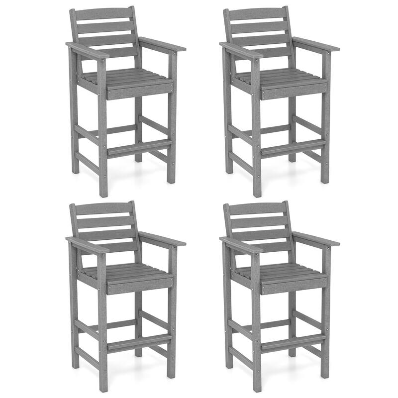 Gymax Patio Bar Stools Set of 4 Tall Adirondack Chair w/ Backrest - Grey