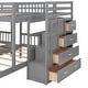 preview thumbnail 9 of 16, Full Over Twin & Twin Bunk Bed Kids Bed Wood Triple Bunk Bed with Drawers and Guardrails, Gray
