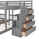 preview thumbnail 9 of 16, Full Over Twin & Twin Wood Triple Bunk Bed with Drawers and Guardrails, Gray