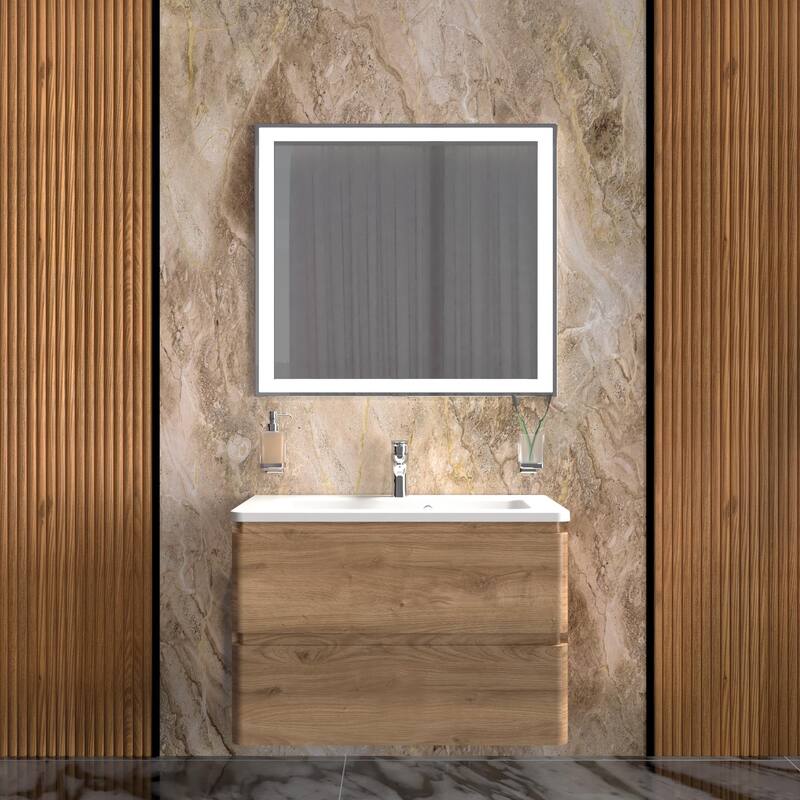 Modern Wall-Mounted Bathroom Vanity with Washbasin | Comfort Collection mirror Omega 24" included