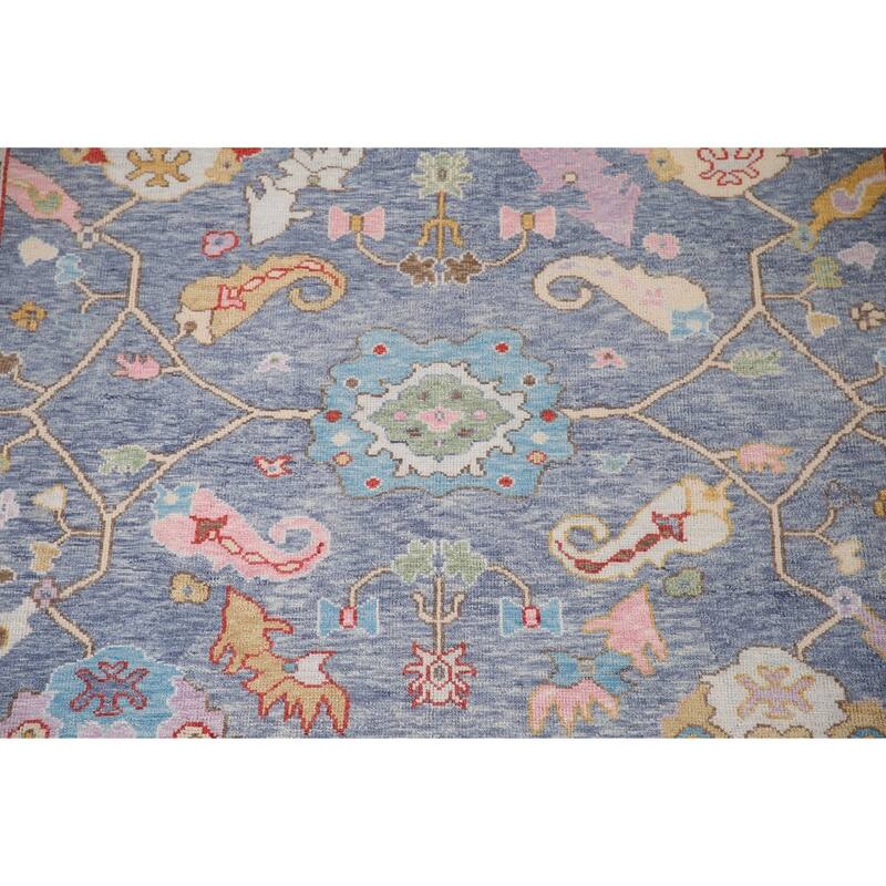 Floral Oushak Area Rug Handmade Wool Carpet - 8'11"x 11'9"
