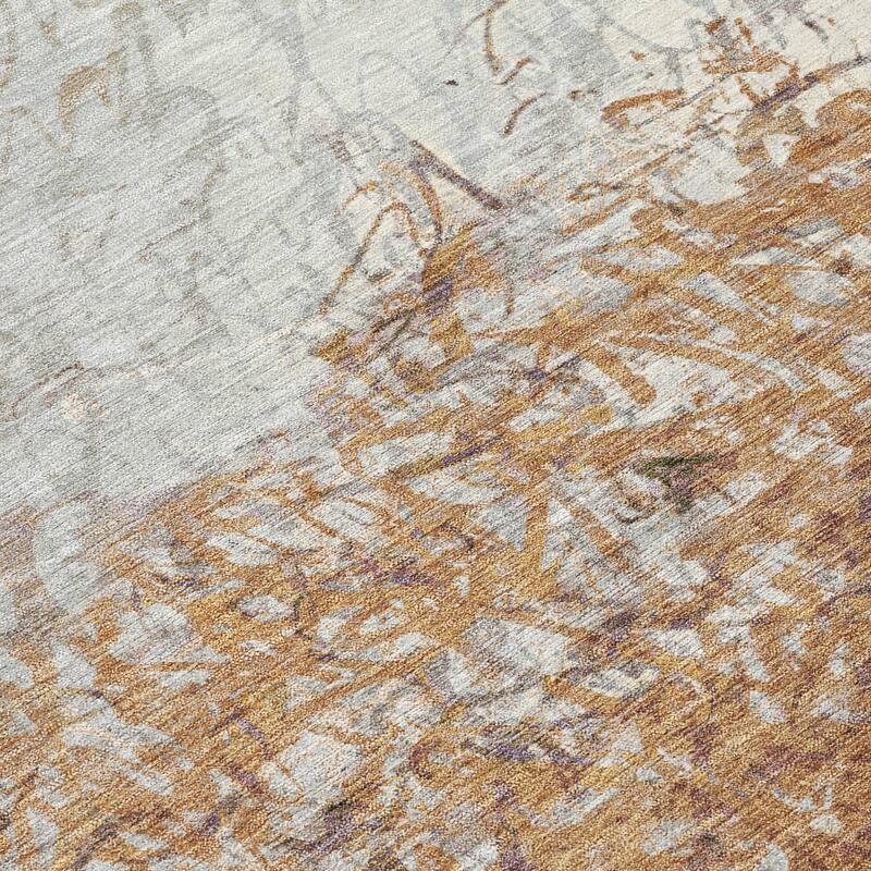 Machine Washable Indoor/ Outdoor Abstract Scribble Chantille Rug