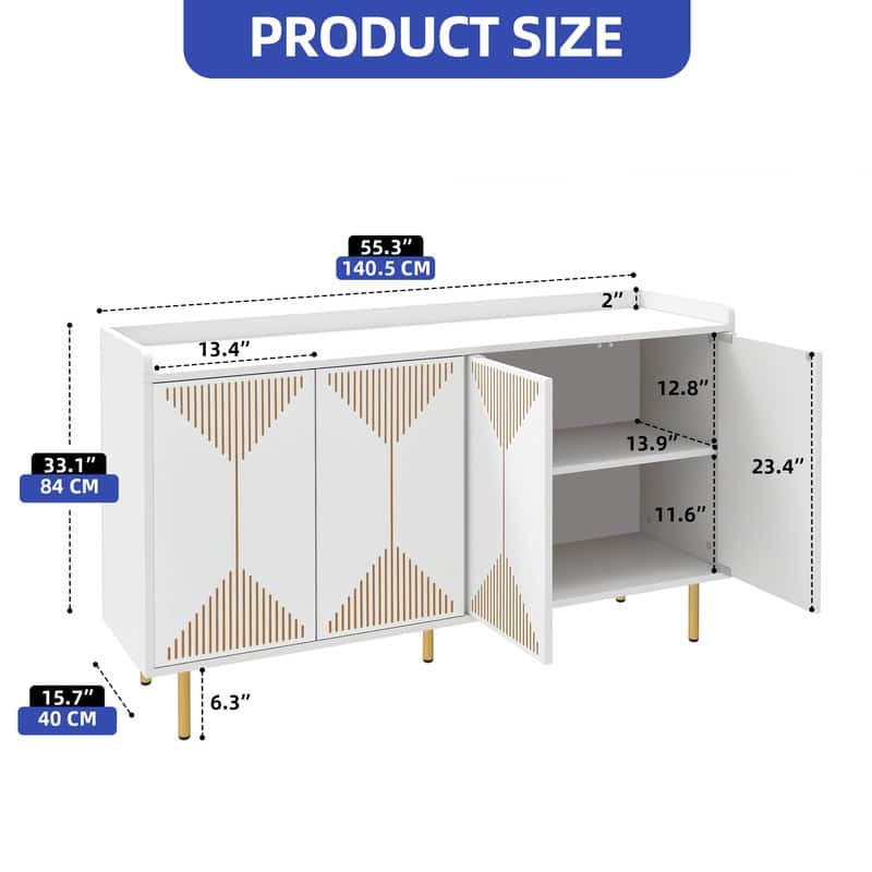 Moasis 55" Kitchen Buffet Cabinet with Storage Sideboard Buffet Table with Doors