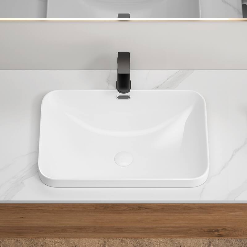 GDFStudio - Oliver Seamless Undermount Ceramic Bathroom Sink for Vanity Countertops