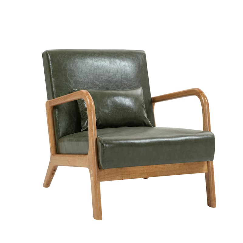 Mid Century Solid Wood Upholstered Accent Chair