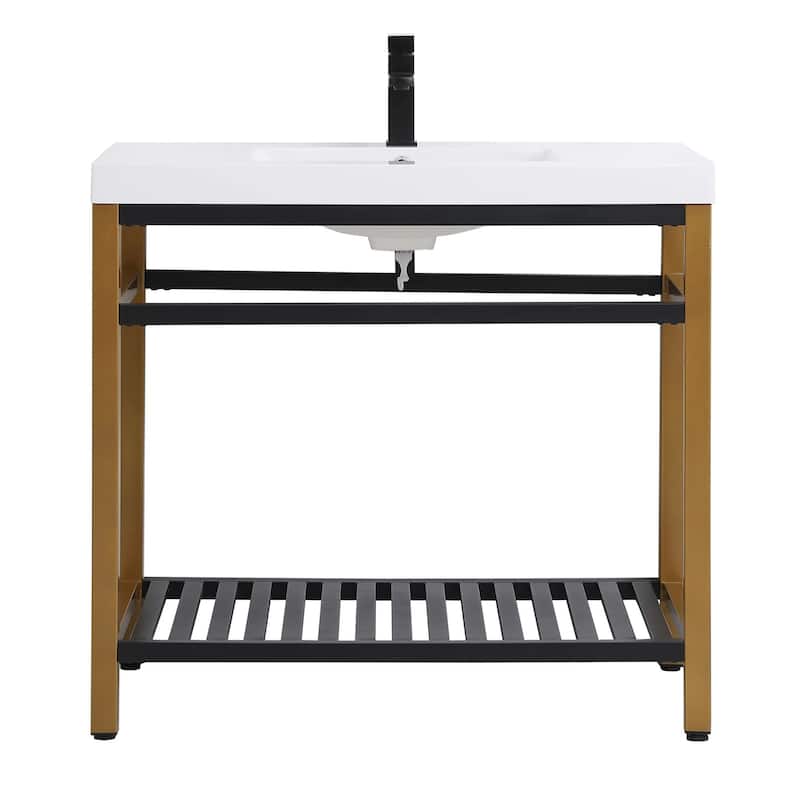 Elegant Lighting VF14036 Raya 36" Specialty Cast Iron Console Bathroom - Golden Black