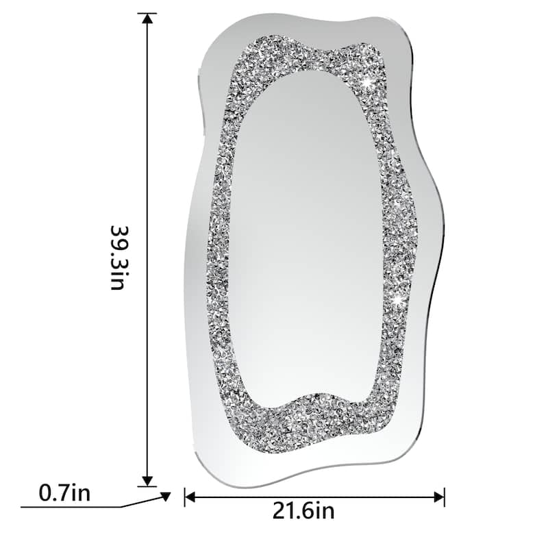 Irregular Wall Mirror Crushed Diamond Inlay Accent Mirror