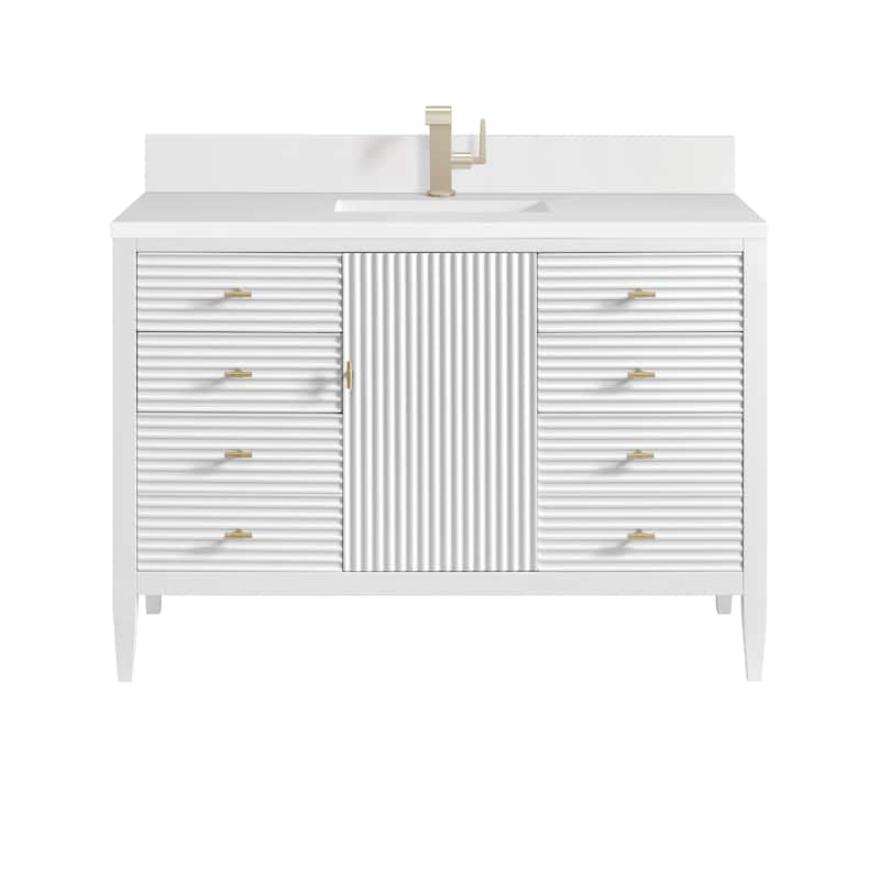 James Martin Vanities Myrrin 48" Vanity, Bright White - White Zeus - Single Hole