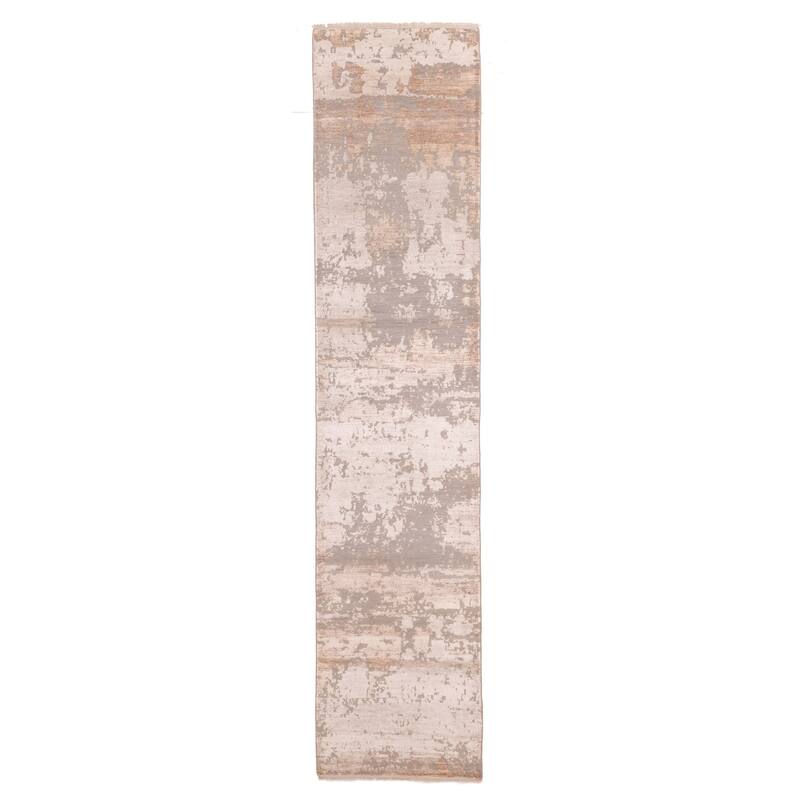 ECARPETGALLERY Hand-knotted Legacy Grey Silk, Wool Rug - 2'6 x 11'10