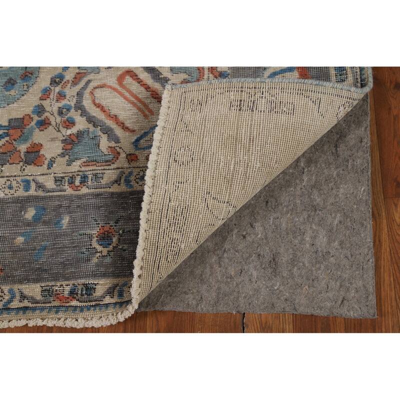 Traditional Tabriz Persian Area Rug Blue Hand-Knotted Wool Carpet - 6'5"x 9'4"