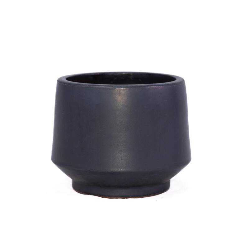 Antique Gray Ceramic Planter Set of 3 - 14.7" Square Minimalist Plant Pots with Drainage Holes
