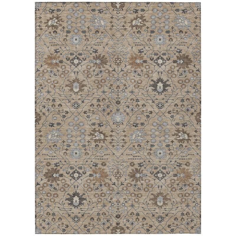 Machine Washable Indoor/ Outdoor Global Traditional Chantille Rug
