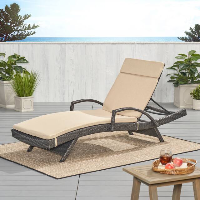 Salem Outdoor Chaise Lounge Cushion by Christopher Knight Home - Textured Beige