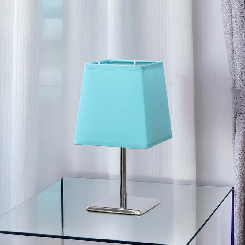 9.65" Compact And Chic Modern Square Chrome Accent Table Lamp, For Living Room, Bedroom, Office, Black Shade