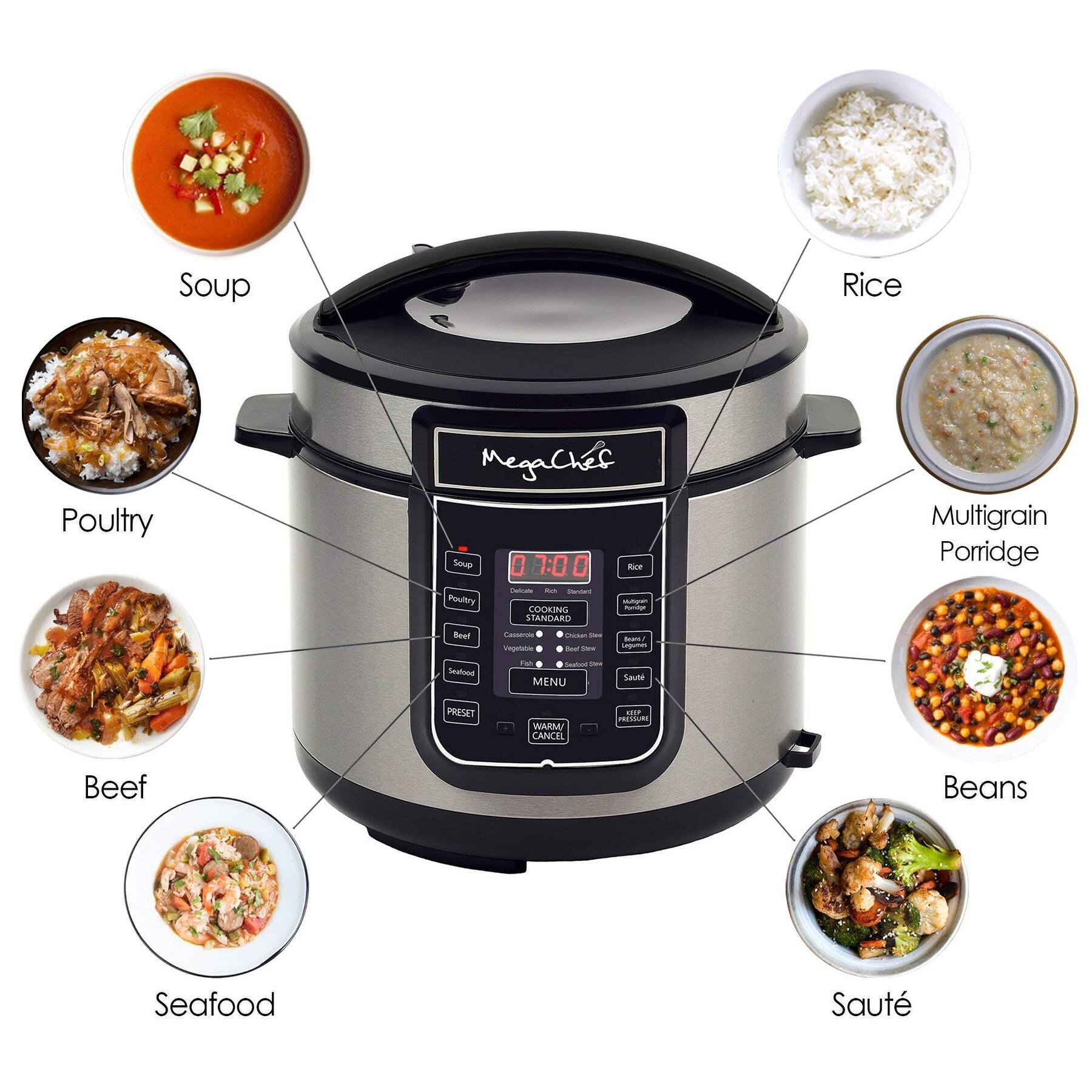 6 Quart Digital Pressure Cooker, Rice Cooker, Silver On Sale Bed Bath & Beyond 39099043
