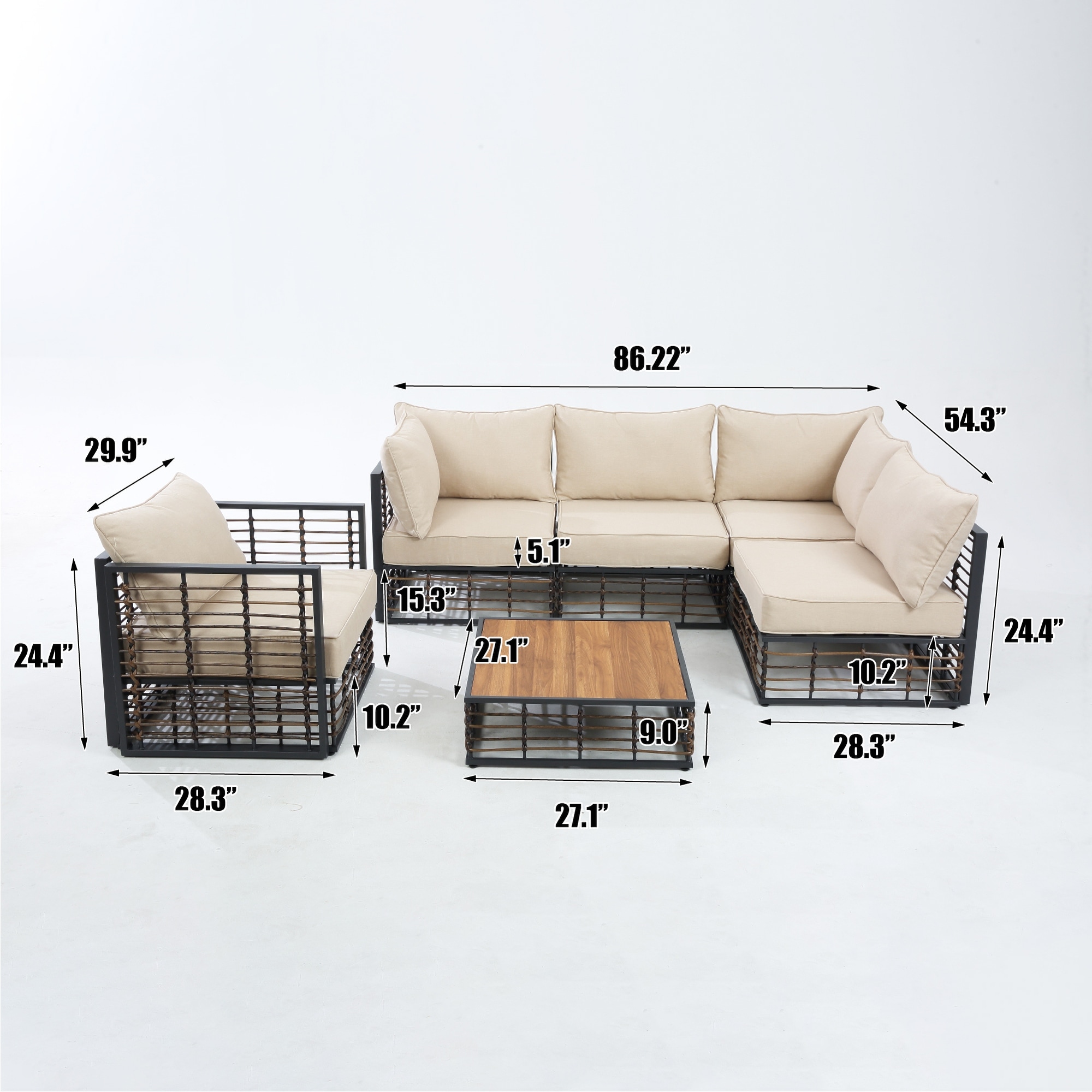 Wicker Patio Furniture Set (6 Pieces) - Bed Bath & Beyond - 40367977
