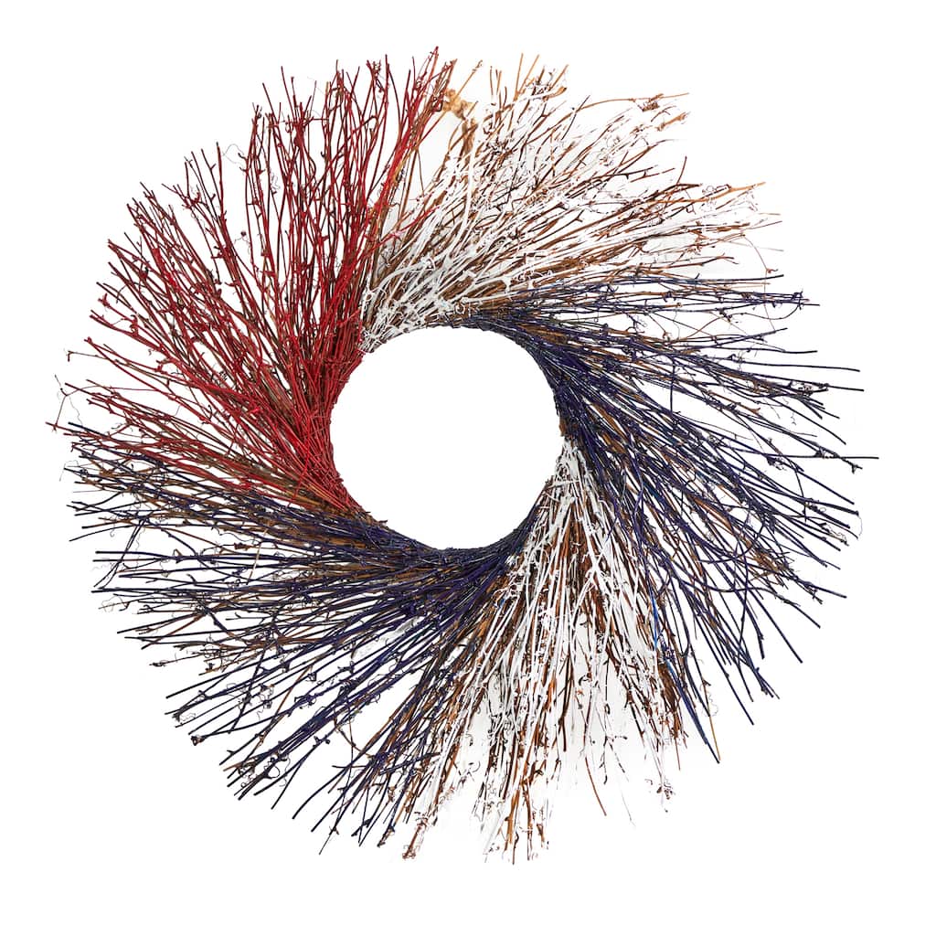 24" Americana Twig Wreath Red White and Blue - 45 x 28