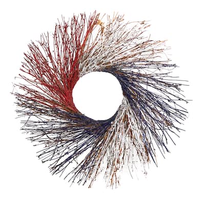 24" Americana Twig Wreath Red White and Blue - 45 x 28