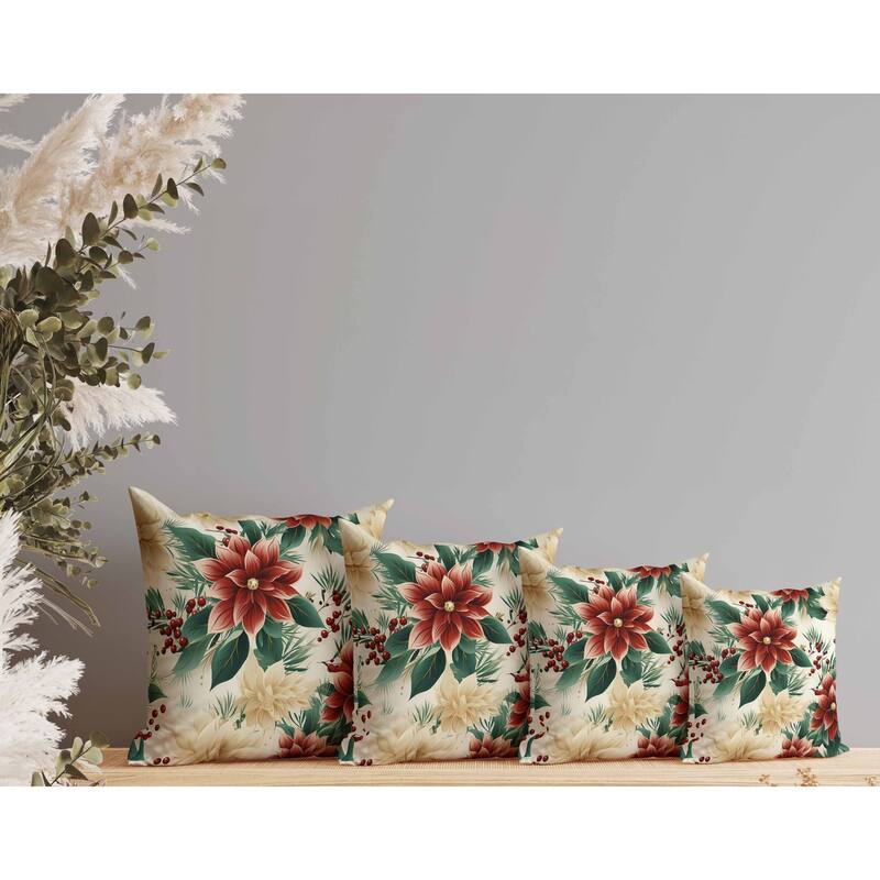 Holiday Sparkle Indoor/Outdoor Reversible Throw Pillow Red and Green