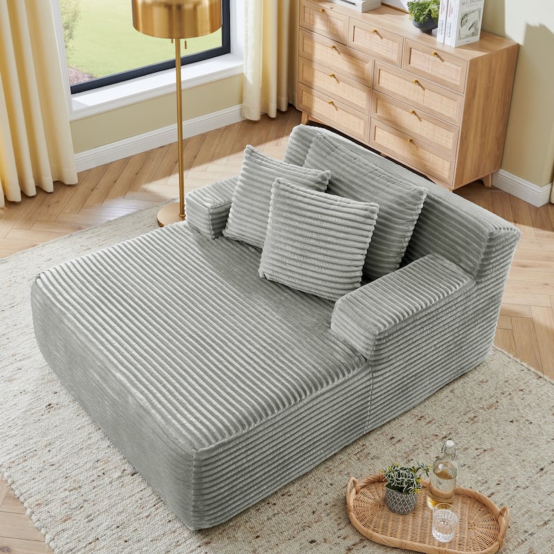 Roomfitters Velvet Lounge Chair No Assembly Required, Fluffy Single Lazy Sofa for Living Room and Bedroom